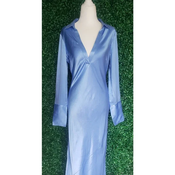 58. J.Crew Limited-edition maxi collared slip dress in shiny crepe - Picture 8 of 13